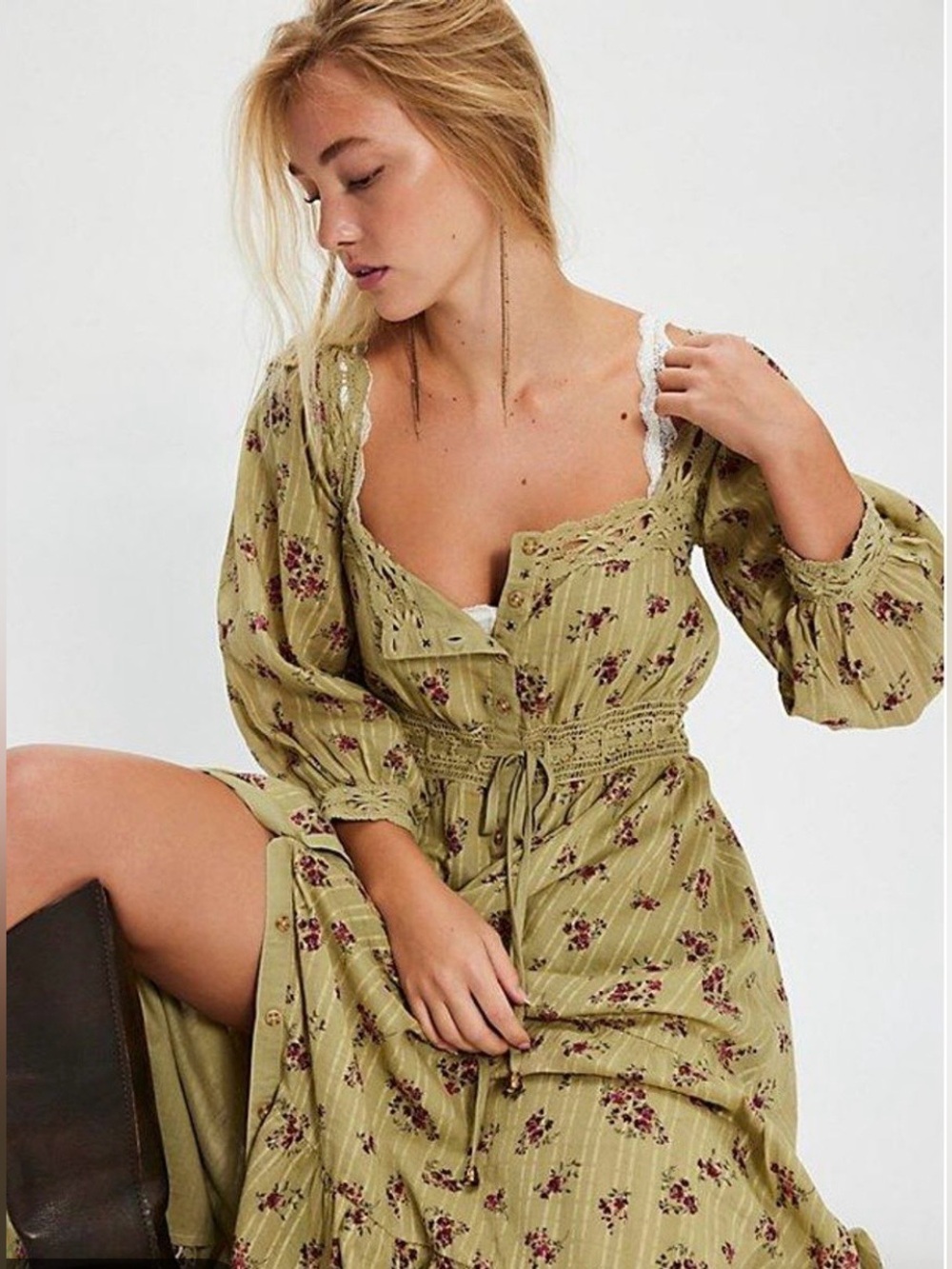 NWOT Free People Morning Meadows Long Sleeve Maxi Dress